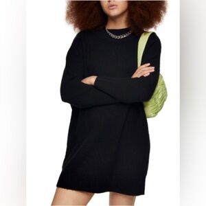 Topshop oversized long sleeve mini sweater dress-size XS black